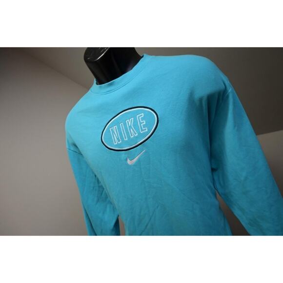 Nike Sweatshirt Sweater Cotton Blend Athletic Blue Womens Sweater Sz Large - Picture 1 of 10